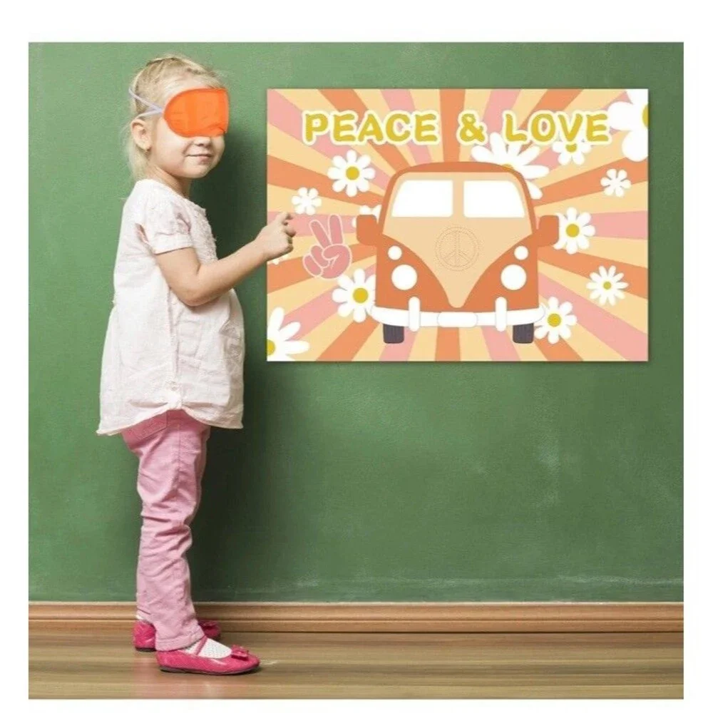Pin The Peace Sign on The Hippie Van - Groovy Hippie Party Games Great Party Fun